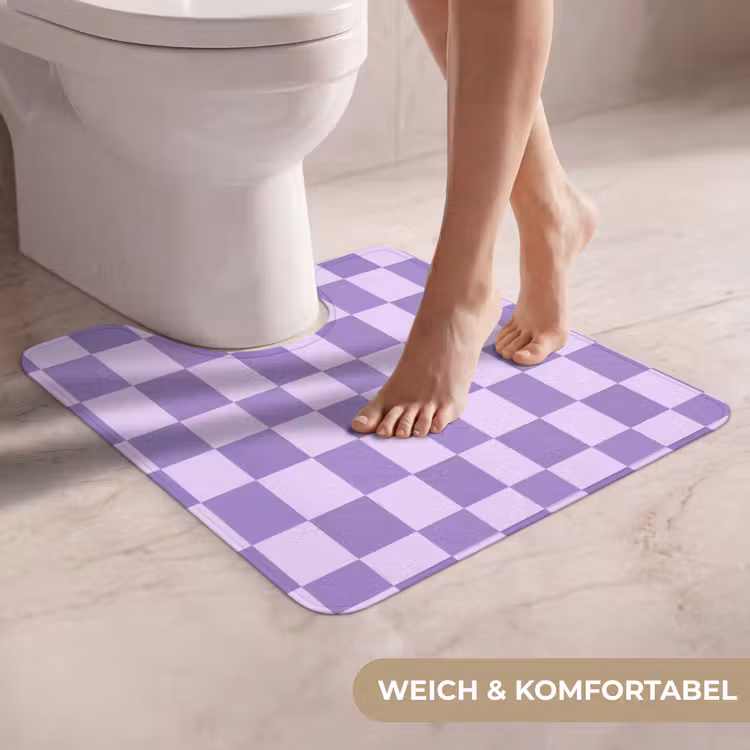 WC Vorleger - Lila – Geometrisch – Schachbrettmuster – Blöcke – Muster — 5