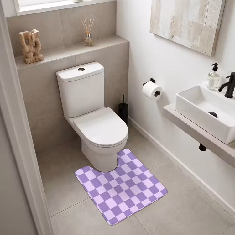 WC Vorleger - Lila – Geometrisch – Schachbrettmuster – Blöcke – Muster — 6
