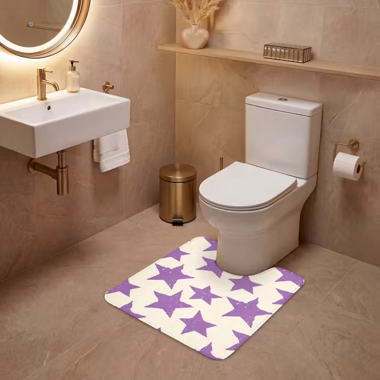 WC Vorleger - Lila – Geometrisch – Sterne – Stempel – Muster — 4
