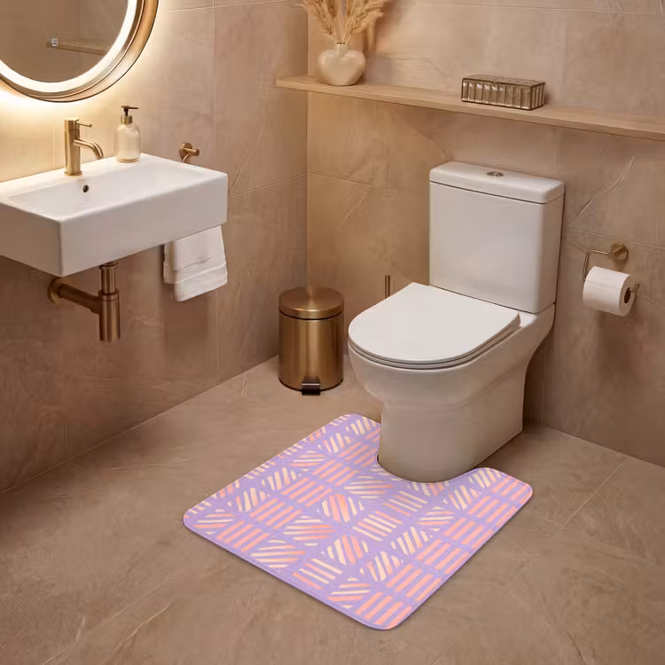 WC Vorleger - Lila – Rosa – Geometrisch – Streifen – Blöcke – Muster — 4