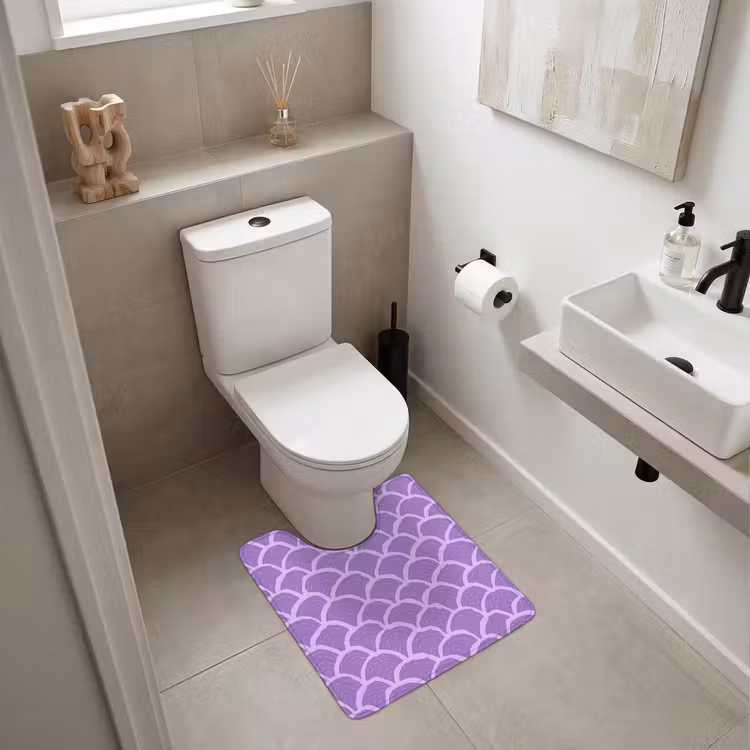 WC Vorleger - Lila – Schuppen – Muscheln – Handgezeichnet – Muster — 6