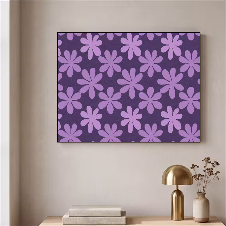 Art Frame - Lila – Botanisch – Blumen – Retro – Muster — 4