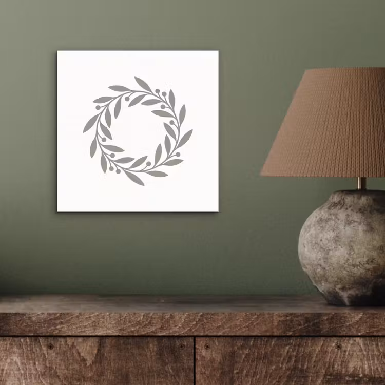 Alu-Dibond-Bild - Kranz – Blätter – Natur – Minimalistisch – Grau — 3