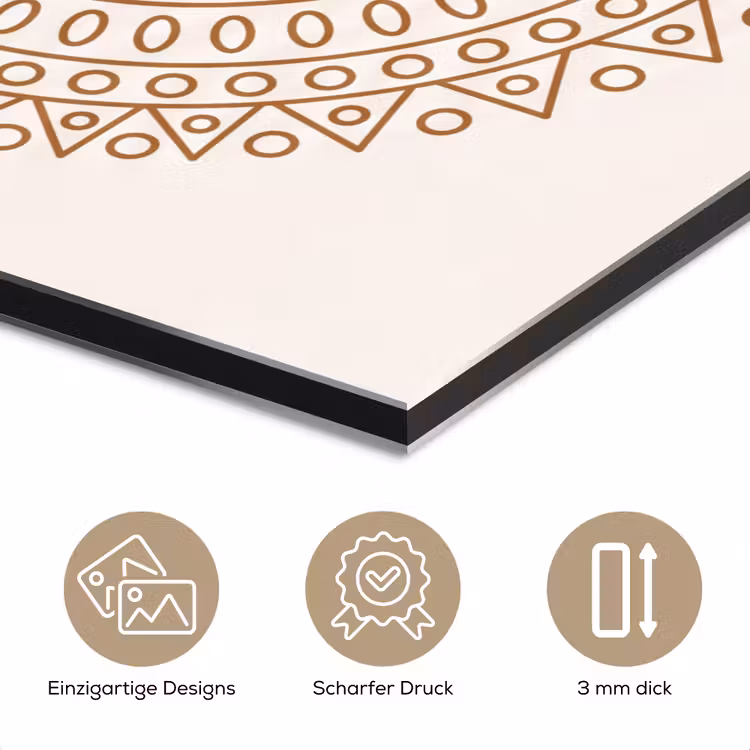 Alu-Dibond-Bild - Mandala – Geometrisch – Abstrakt – Orientalisch – Braun — 7