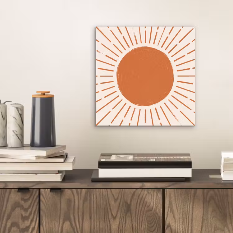 Alu-Dibond-Bild - Sonne – Strahlen – Abstrakt – Terrakotta – Modern — 2