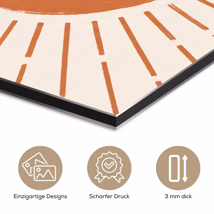 Alu-Dibond-Bild - Sonne – Strahlen – Abstrakt – Terrakotta – Modern — 7
