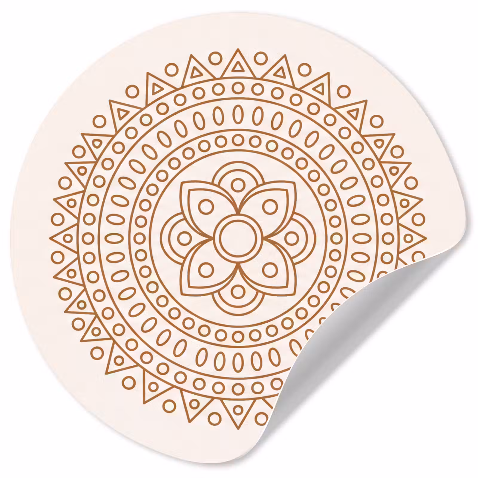 Runde Tapete - Mandala – Geometrisch – Abstrakt – Orientalisch – Braun — 1