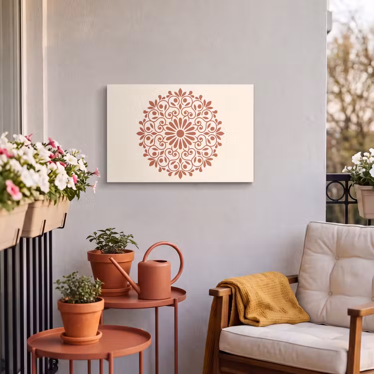 Outdoor Leinwand - Dekoration – Kreis – Symmetrisch – Modern – Rotbraun — 3