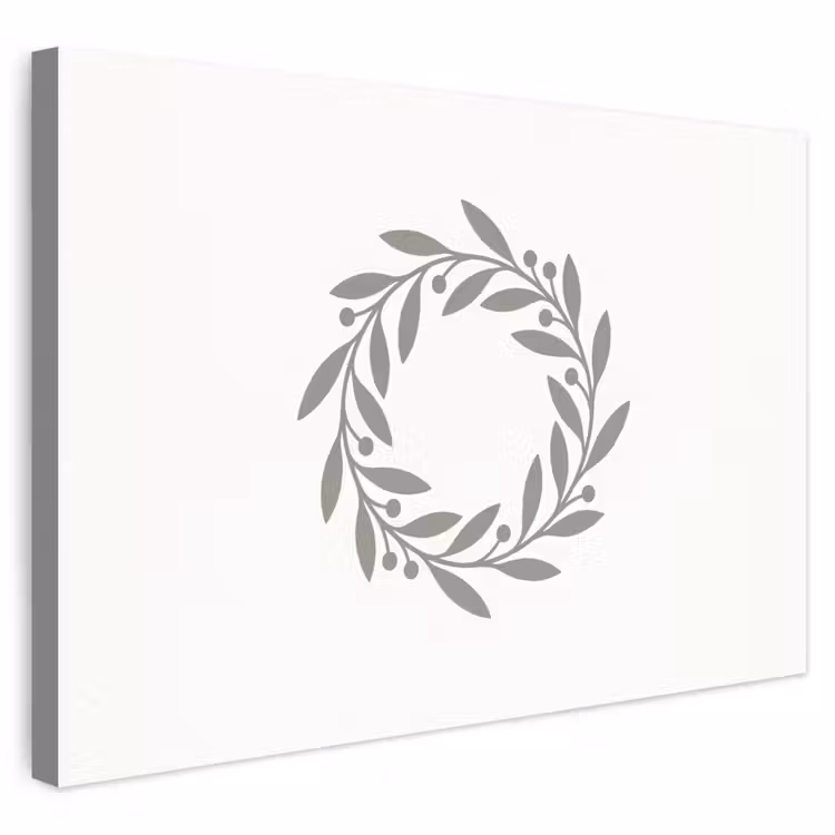 Outdoor Leinwand - Kranz – Blätter – Natur – Minimalistisch – Grau — 1