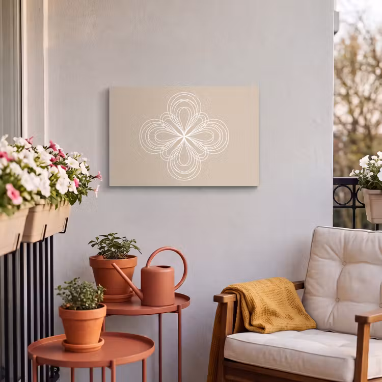 Outdoor Leinwand - Muster – Linien – Abstrakt – Minimalistisch – Beige — 3