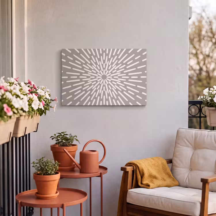 Outdoor Leinwand - Muster – Strahlen – Abstrakt – Modern – Grau — 3