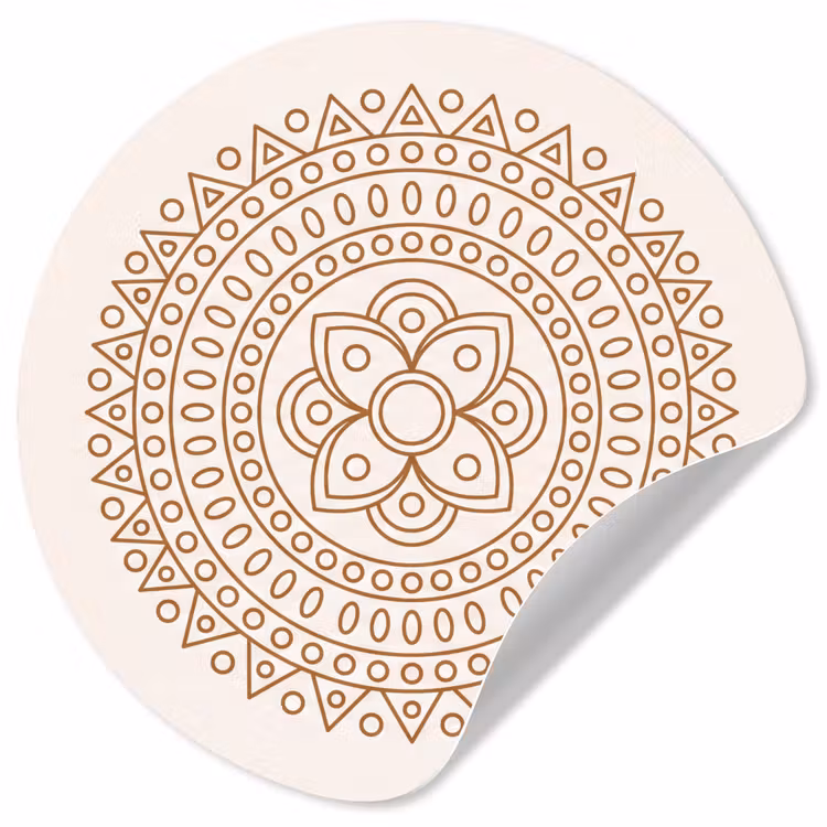 Runde Tapete - Mandala – Geometrisch – Abstrakt – Orientalisch – Braun — 1