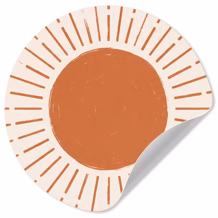 Runde Tapete - Sonne – Strahlen – Abstrakt – Terrakotta – Modern — 1