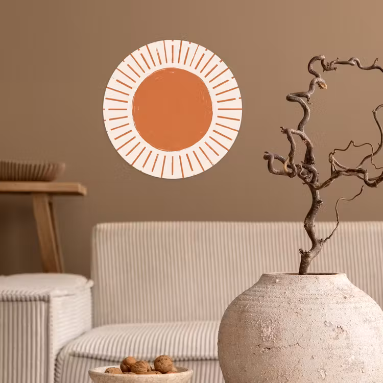 Runde Tapete - Sonne – Strahlen – Abstrakt – Terrakotta – Modern — 2