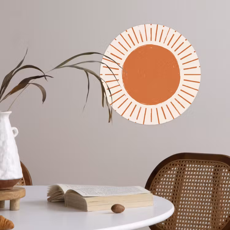 Runde Tapete - Sonne – Strahlen – Abstrakt – Terrakotta – Modern — 4