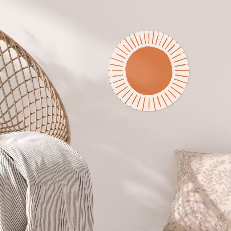 Runde Tapete - Sonne – Strahlen – Abstrakt – Terrakotta – Modern — 5