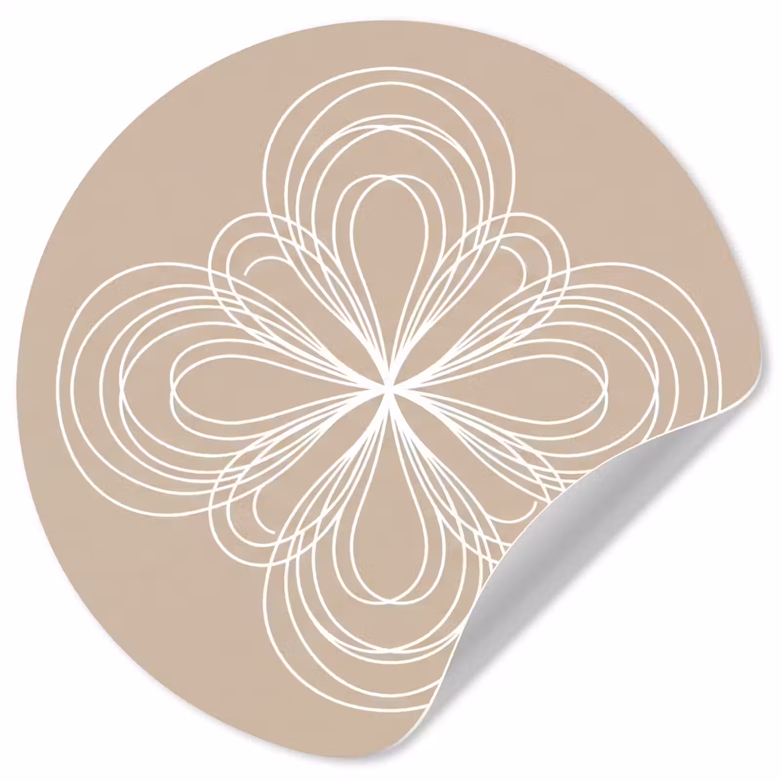 Runde Tapete - Muster – Linien – Abstrakt – Minimalistisch – Beige — 1