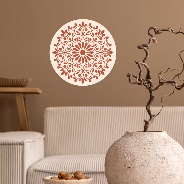 Runde Tapete - Dekoration – Kreis – Symmetrisch – Modern – Rotbraun — 2