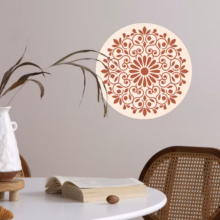 Runde Tapete - Dekoration – Kreis – Symmetrisch – Modern – Rotbraun — 4