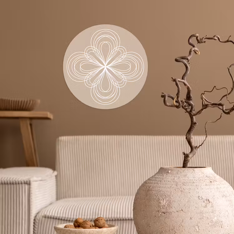 Runde Tapete - Muster – Linien – Abstrakt – Minimalistisch – Beige — 2
