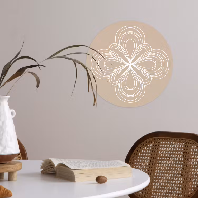 Runde Tapete - Muster – Linien – Abstrakt – Minimalistisch – Beige — 4