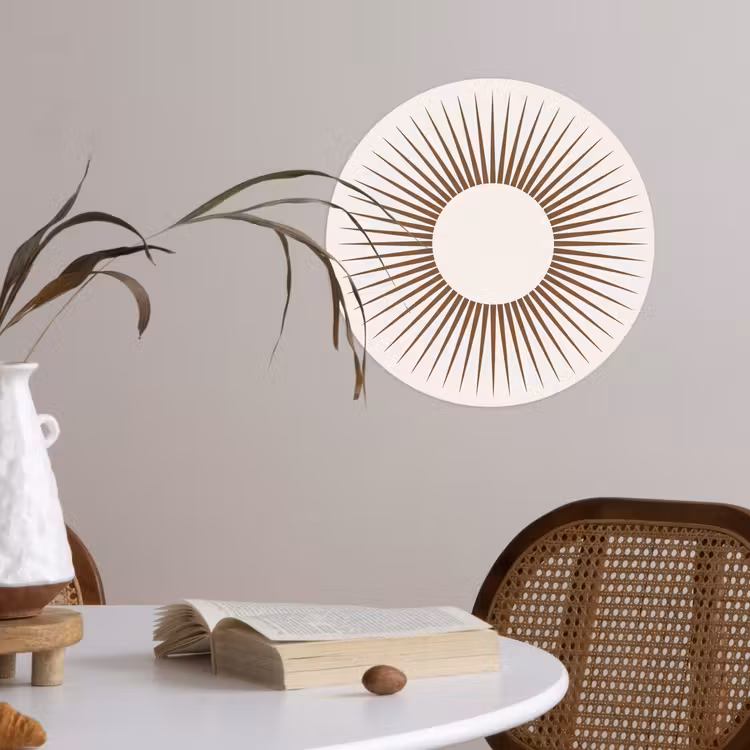 Runde Tapete - Zusammenfassung – Sonne – Symbol – Modern – Beige — 4