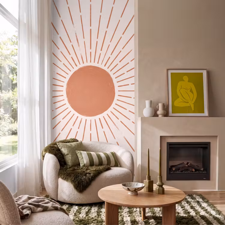 Tapete - Sonne – Strahlen – Abstrakt – Terrakotta – Modern — 1
