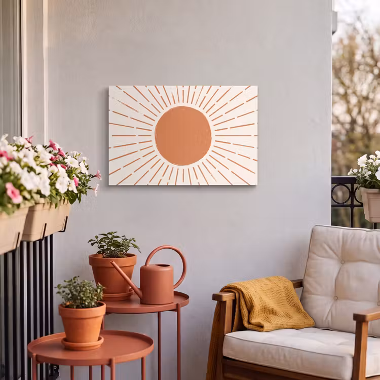 Outdoor Leinwand - Sonne – Strahlen – Abstrakt – Terrakotta – Modern — 3