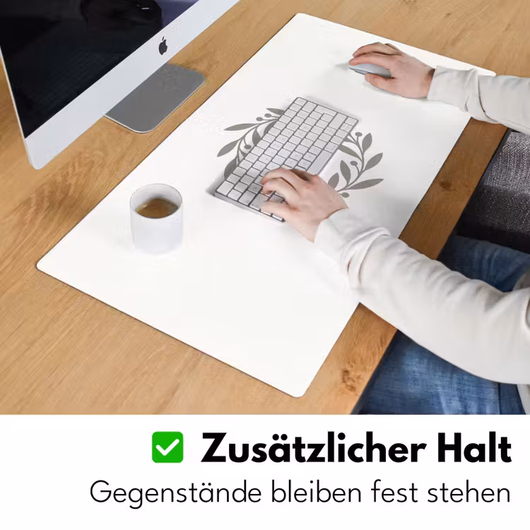 Schreibtischunterlage - Kranz – Blätter – Natur – Minimalistisch – Grau — 3