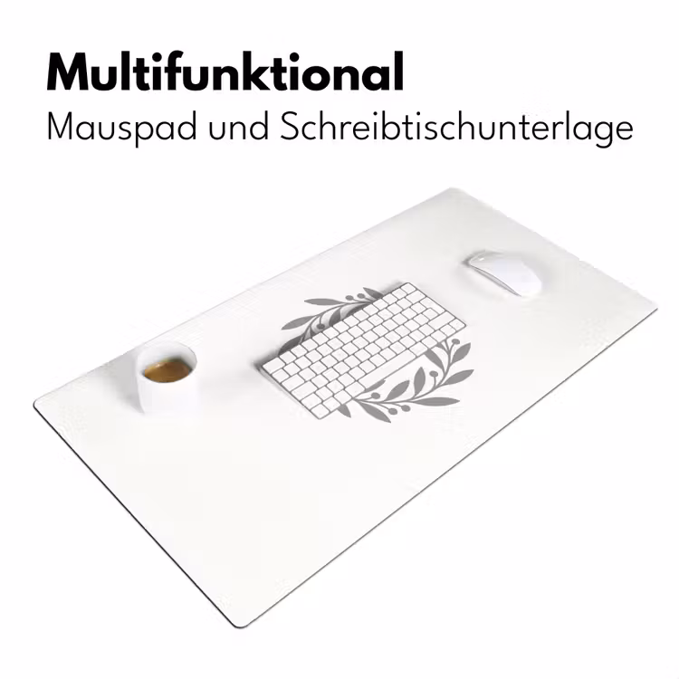 Schreibtischunterlage - Kranz – Blätter – Natur – Minimalistisch – Grau — 4