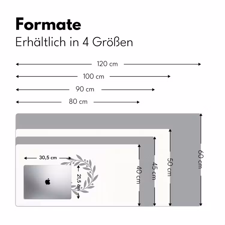 Schreibtischunterlage - Kranz – Blätter – Natur – Minimalistisch – Grau — 5