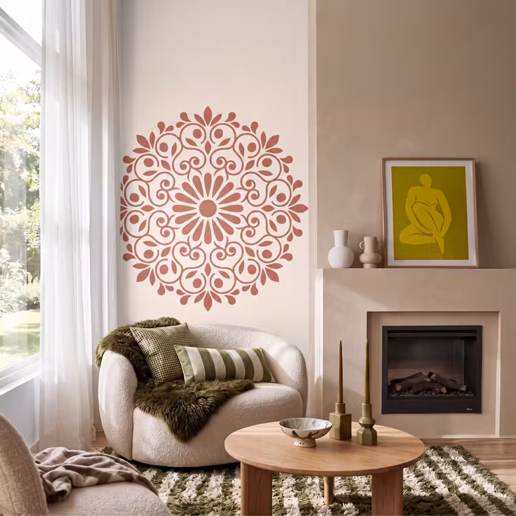 Tapete - Dekoration – Kreis – Symmetrisch – Modern – Rotbraun — 1