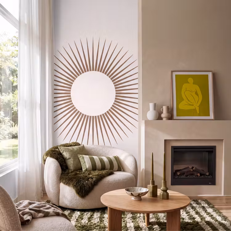 Tapete - Zusammenfassung – Sonne – Symbol – Modern – Beige — 1