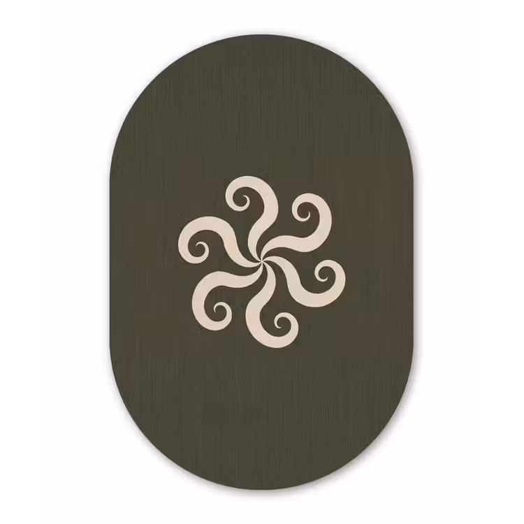 Alu-Dibond-Bild Oval - Muster – Spirale – Abstrakt – Modern – Grün — 1