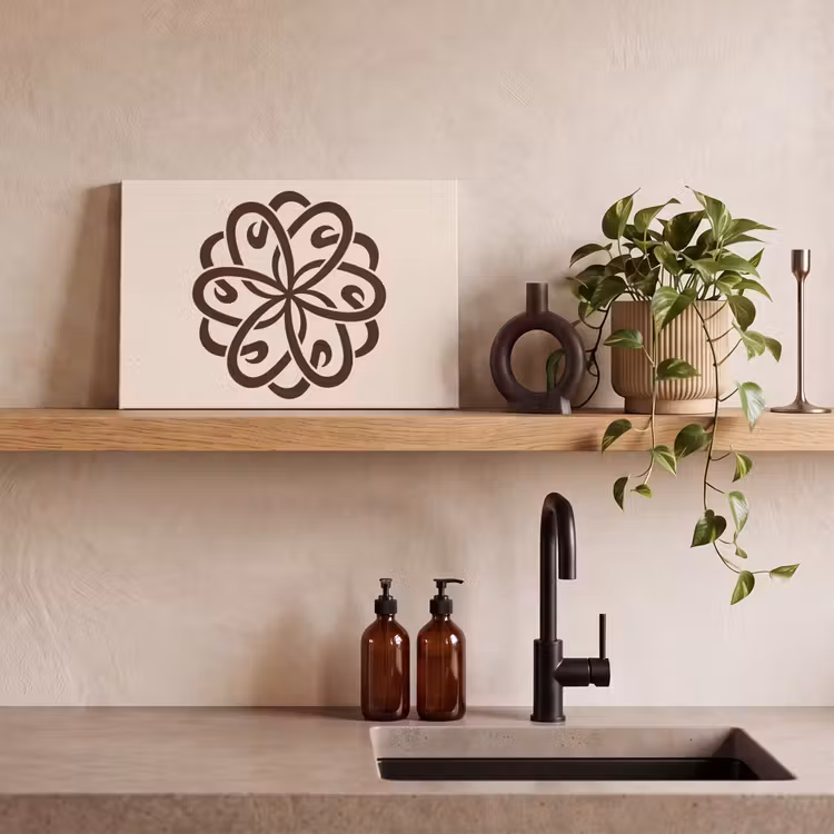 Leinwandbild - Muster – Knopf – Abstrakt – Modern – Braun — 3