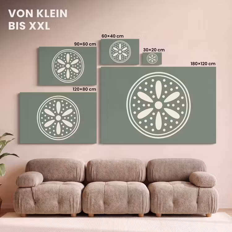 Leinwandbild - Muster – Kreis – Abstrakt – Grün – Dekoration — 6