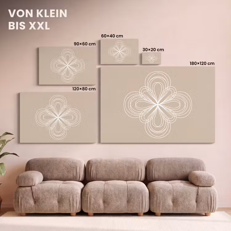 Leinwandbild - Muster – Linien – Abstrakt – Minimalistisch – Beige — 6