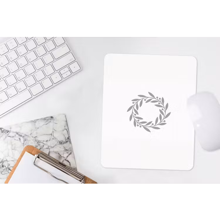 Mauspad - Kranz – Blätter – Natur – Minimalistisch – Grau — 4