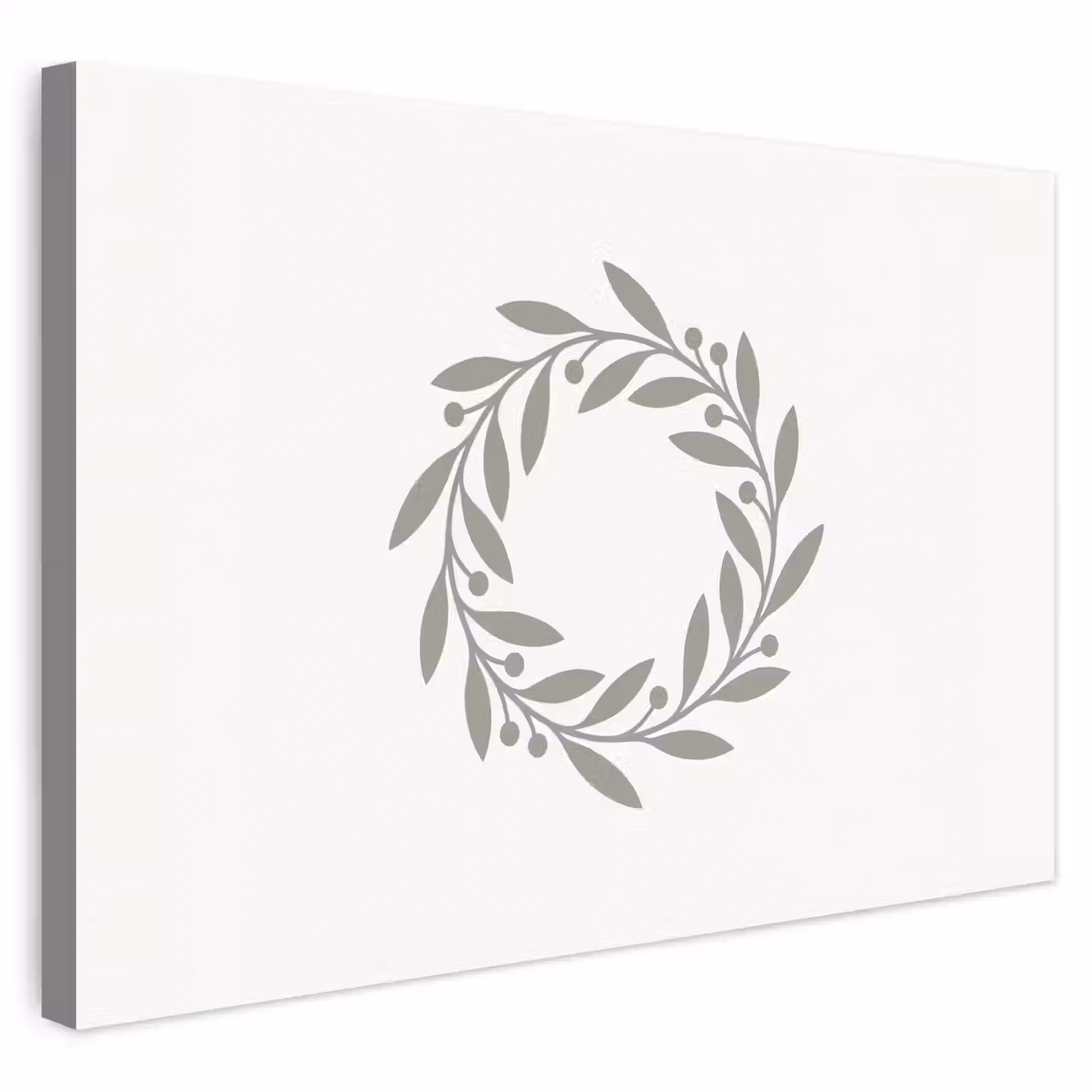 Leinwandbild - Kranz – Blätter – Natur – Minimalistisch – Grau — 1
