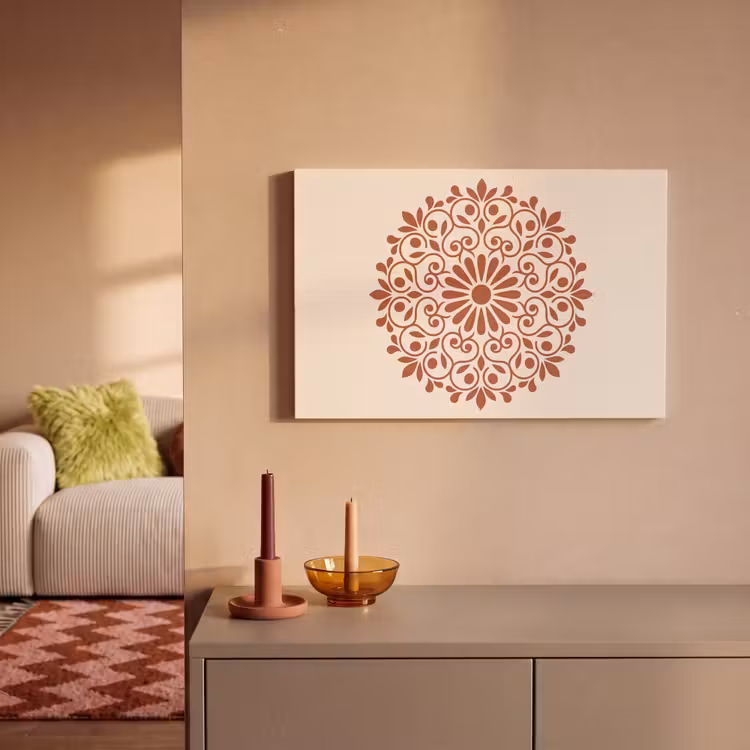 Leinwandbild - Dekoration – Kreis – Symmetrisch – Modern – Rotbraun — 2