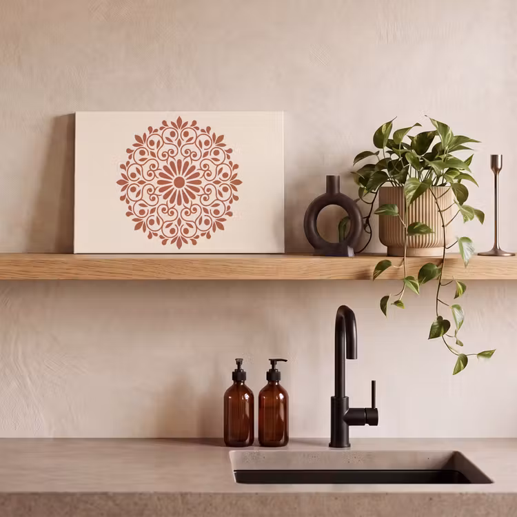 Leinwandbild - Dekoration – Kreis – Symmetrisch – Modern – Rotbraun — 3