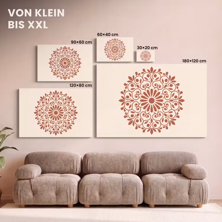 Leinwandbild - Dekoration – Kreis – Symmetrisch – Modern – Rotbraun — 6
