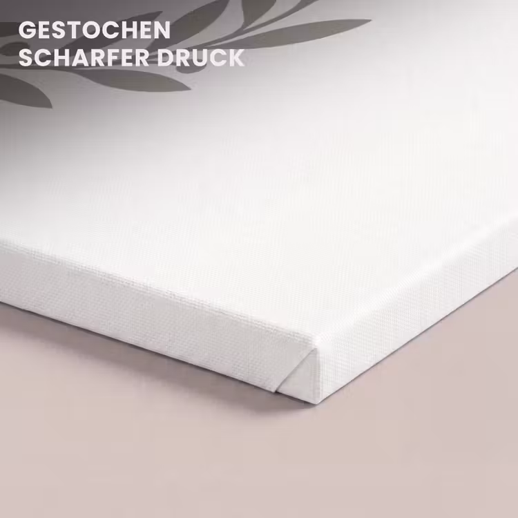 Leinwandbild - Kranz – Blätter – Natur – Minimalistisch – Grau — 4