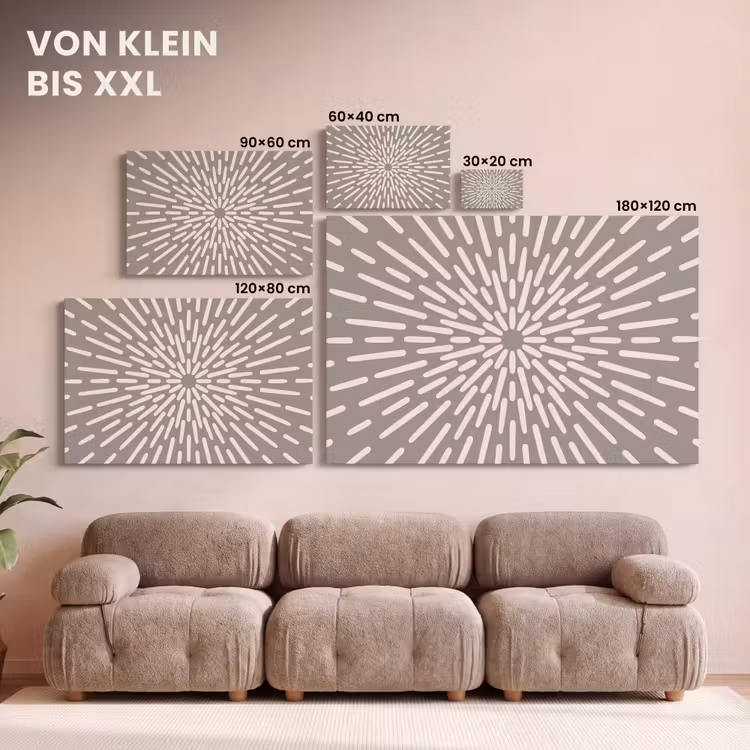 Leinwandbild - Muster – Strahlen – Abstrakt – Modern – Grau — 6