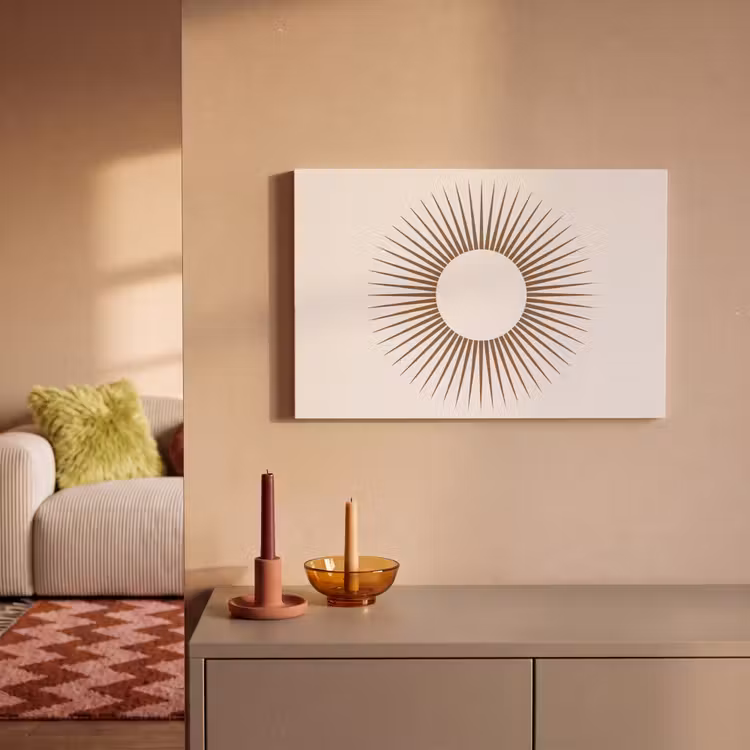 Leinwandbild - Zusammenfassung – Sonne – Symbol – Modern – Beige — 2