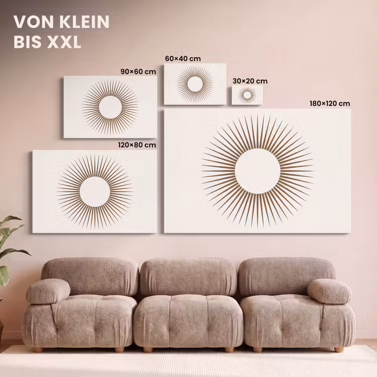 Leinwandbild - Zusammenfassung – Sonne – Symbol – Modern – Beige — 6