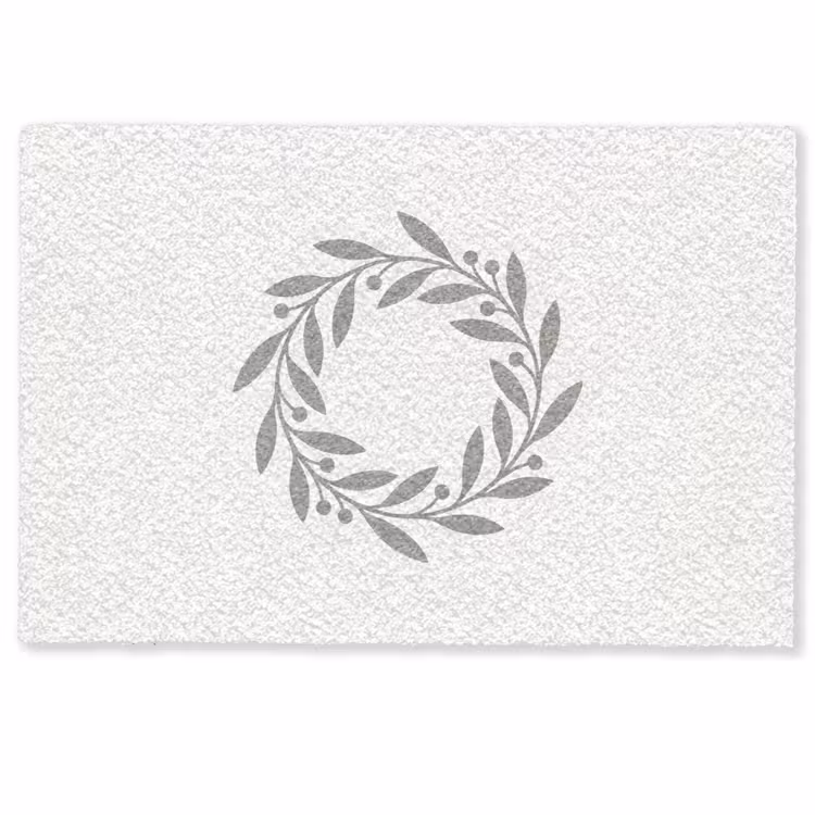 Fußmatte - Kranz – Blätter – Natur – Minimalistisch – Grau — 1