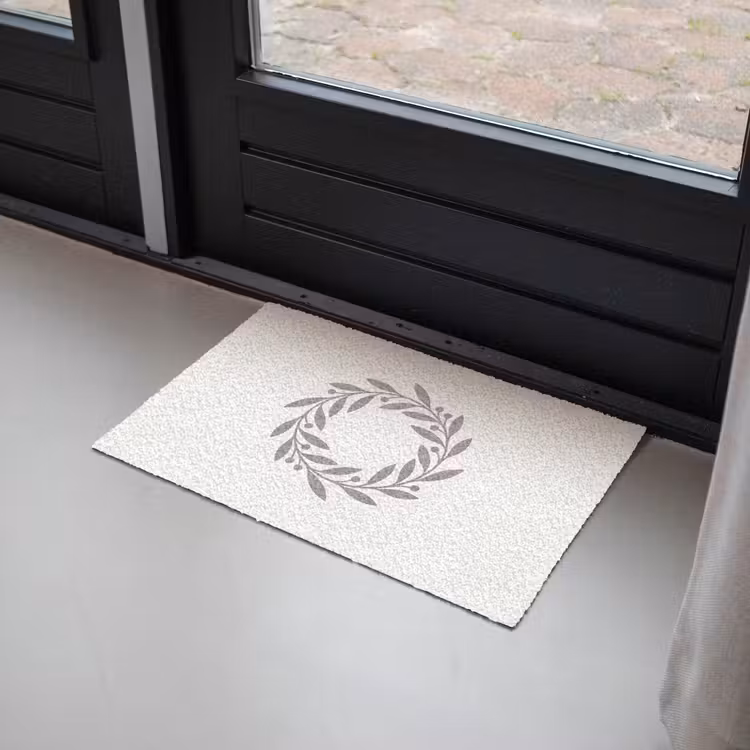 Fußmatte - Kranz – Blätter – Natur – Minimalistisch – Grau — 2