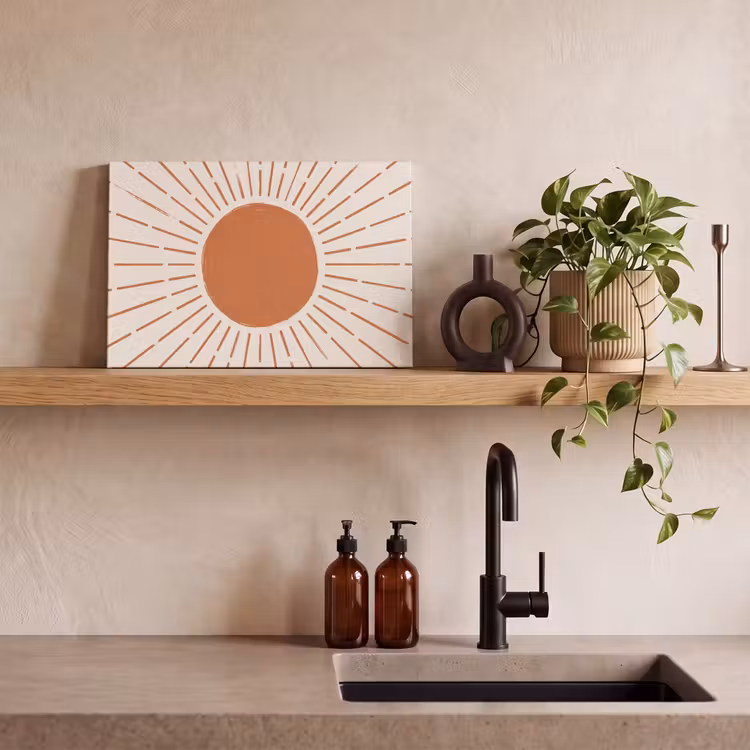 Leinwandbild - Sonne – Strahlen – Abstrakt – Terrakotta – Modern — 3