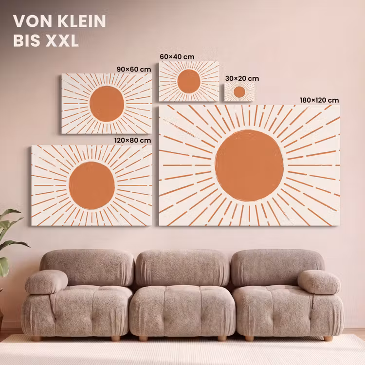 Leinwandbild - Sonne – Strahlen – Abstrakt – Terrakotta – Modern — 6